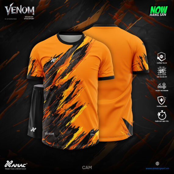 áo bóng đá venom cam